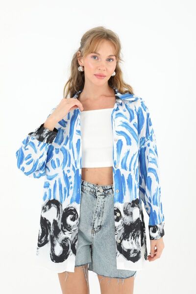 Puane Brush Patterned Tunic Shirt Model