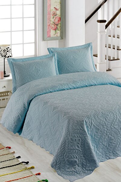 Örtüm Ivy Mint Çift Kişilik Microfiber Kapitone Yatak Örtüsü