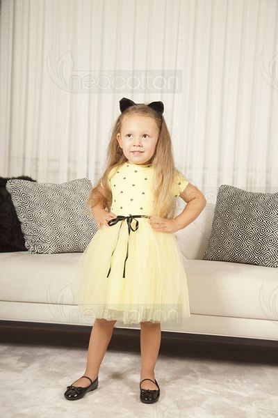 neocotton Girls' Short Sleeve Dress with Sweetheart Tulle for Birthday and Special Occasions