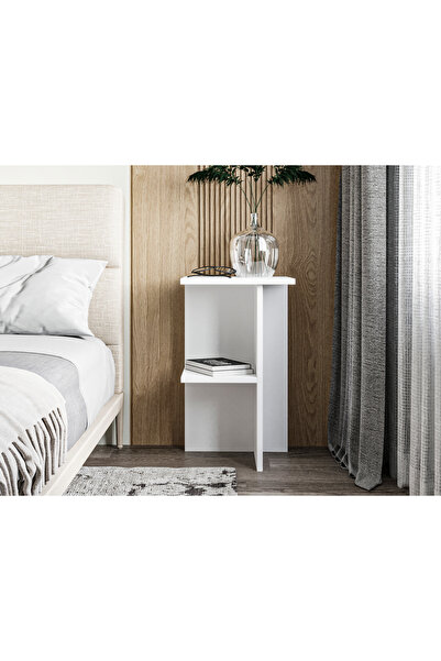 İNARCH DİZAYN Leray Komodin, Çok Amaçlı Sehpa, Yan Sehpa Beyaz, Ev-Ofis