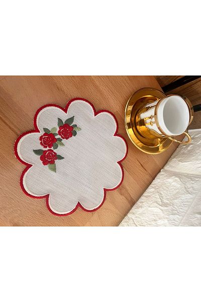 Nakışkonsept 1 Piece Rose Motif Cocktail Napkin