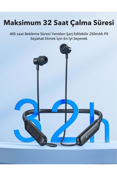 TaoTronics Tt-bh115 Enc Mik. Mıknatıslı Boyun Askılı Bt Kulaklık Ipx5 30 Saat Müzik Bt 5.2 Çift Cihaz Desteği