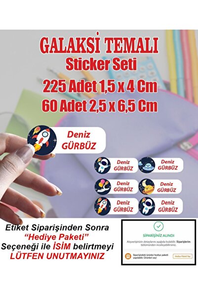 Aysprint Etichetă școlară Space Galaxy - Autocolant personalizat cu nume pent...