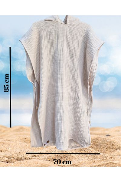 Naturalp Organic Muslin Hooded Women's Poncho - Bathrobe Sea Beach Pool Towel, Beige, One Size