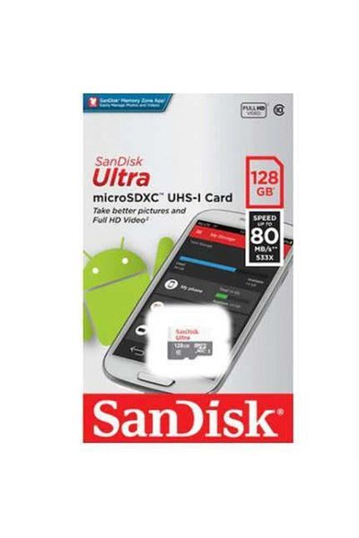SanDisk بطاقة ذاكرة ألترا 128 جيجابايت 100 ميجابايت/ثانية Microsdxc Uhs-i