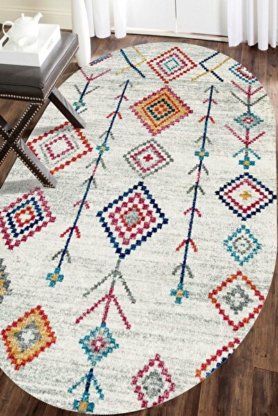 ESTA HALI Şönil Kilim Desenli Modern Oval Halı