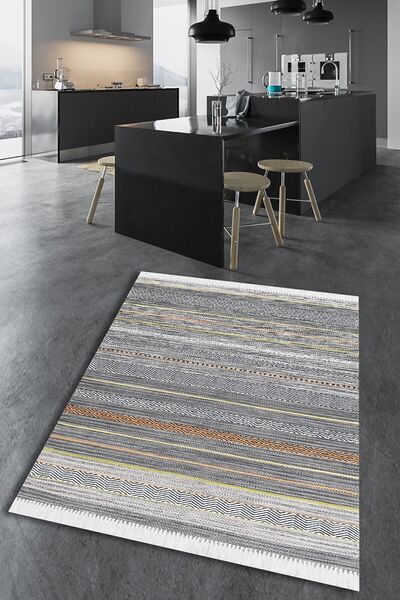 ipekhane Iskandinav Desen Gri Mutfak Halısı Mutfak-16