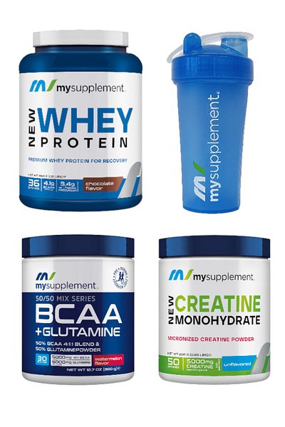 MYSUPPLEMENT New Chocolate Whey Protein - 864Gr 36 Servies, Bcaa Glutamine 360Gr, Watermelon-Creatin Monohydrate 250Gr