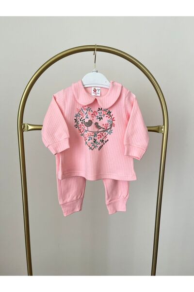 MBK GARDEN Kız Bebek Takımı - %100 Pamuk, Kuş Desenli, 0-3 Ay / 3-6 Ay Kız Be...