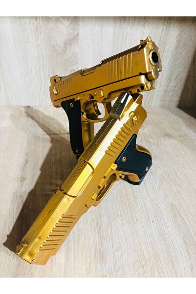 Marsel oyuncak Gold-Siyah ve Gümüş Renk Boncuklu Oyuncak Tabanca 2 Adet + 21 Paket Boncuk