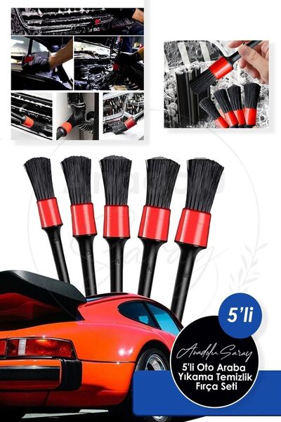 baxxe 5'li Kaliteli Farklı Boyutlarda Oto Detay Fırça Seti 5 Adet Oto Araba Y...