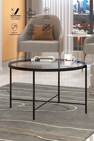 Pinkcloset MELİS Orta Sehpa , Yan Sehpa ŞEFFAF Cam