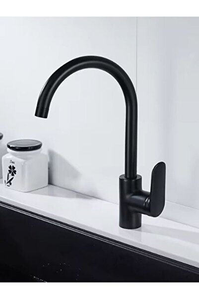 YUEN Mutfak Bataryası Siyah Renk 360 Derece Dönebilen Borulu Paslanmaz Pürüzs...