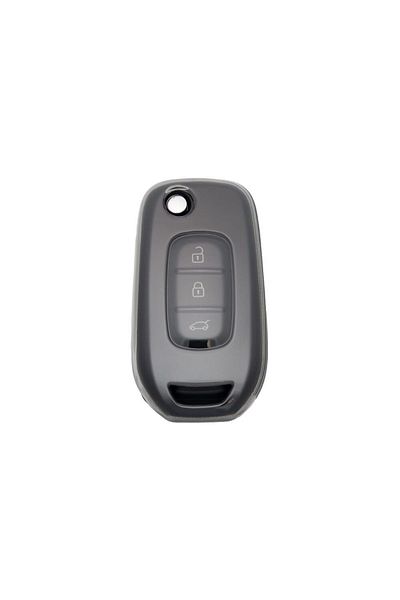 GMA KEYS Lux Megane 4 Joy - Clio 5 Captur și Koleos Taliant Express 3 butoane Husă transparentă antracit pentru chei