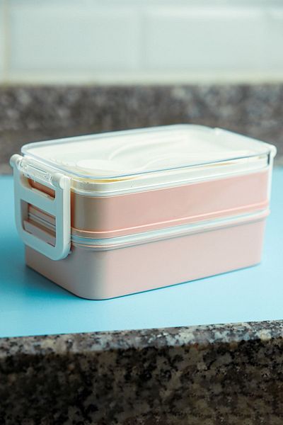 Bager Plastik Aqua 2-Layer Lockable Feeding Bowl with Fork and Spoon