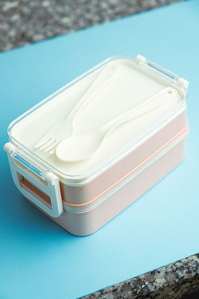Bager Plastik Aqua 2-Layer Lockable Feeding Bowl with Fork and Spoon