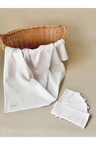 Jr Bunnies Multi-purpose White Muslin Blanket and Handkerchief Set