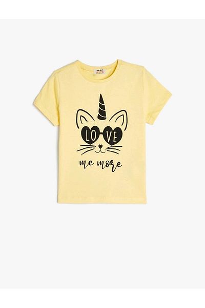 Koton Girl's Yellow T-Shirt - 4skg10273ak