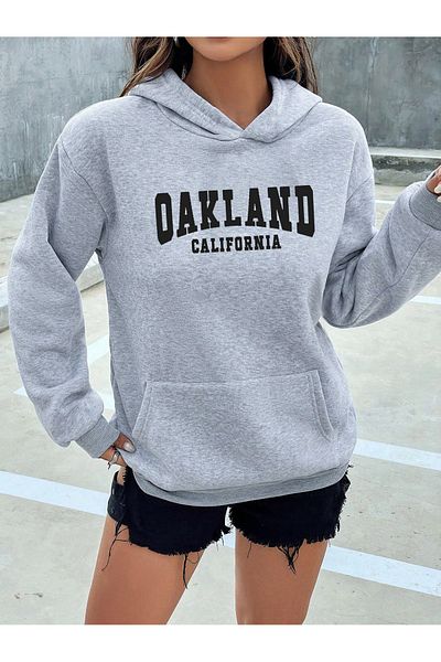 khufu Φούτερ με κουκούλα Oakland Printed Unisex Hoodie - Γκρι