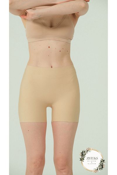 ZBTEKS Laser Cut High Waist Shorts with Non-marking Silicone Waist