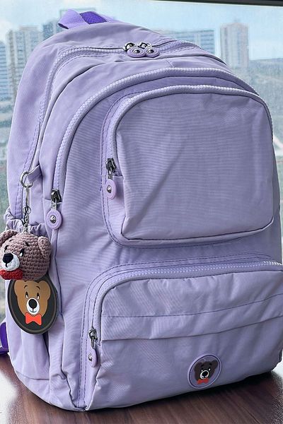 MORCA Fcstore Crinkle Fabric Water Resistant Medium Size Lilac Crinkle Backpack/laptop School Bag