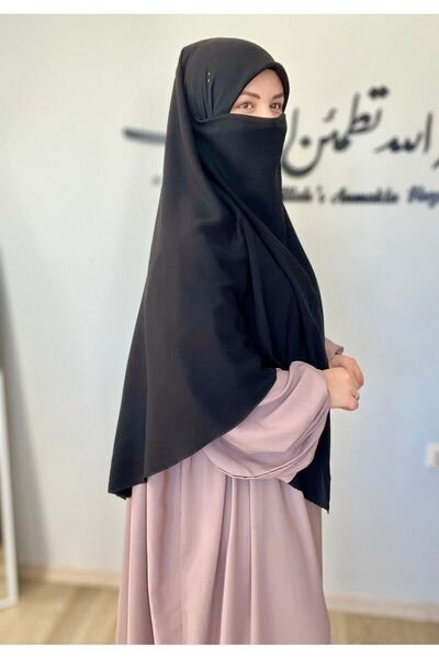 MERVERA sultanbaş sufle eşarp büyük boy khimar siyah medine ipeği