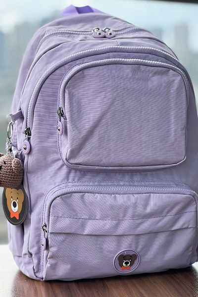 MORCA Fcstore Crinkle Fabric Water Resistant Medium Size Lilac Crinkle Backpack/laptop School Bag