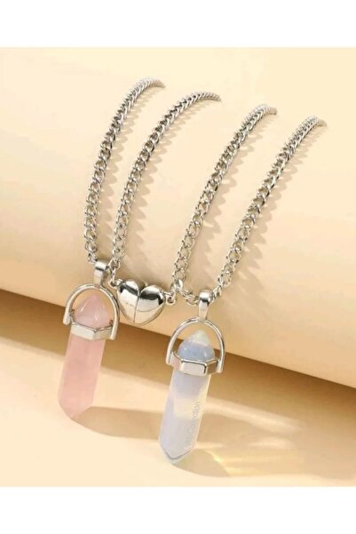 ema قلادة مزدوجة من حجر الكوارتز الطبيعي ذات مغناطيس مزدوج