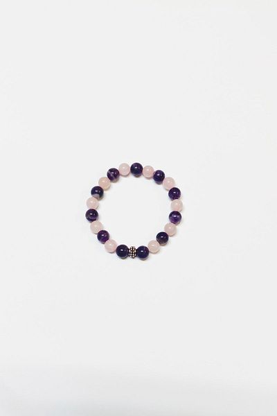 Armis 8 Mm Natural Amethyst Pink Quartz Stone Bracelet