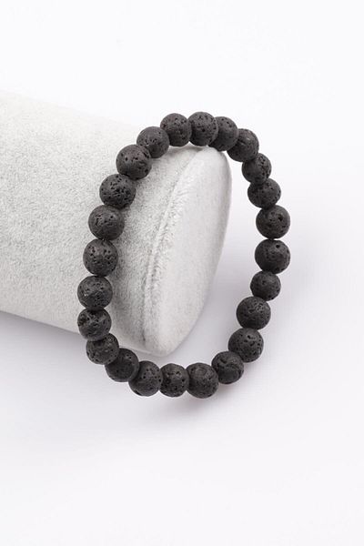 Armis 8 Mm Natural Stone Lava Stone Bracelet (mental Be Emotional Balance Stone)