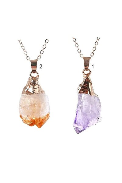 Moonstar Jewelry Amethyst and Citrine Raw Natural Stone Necklace 2-Piece Comb...