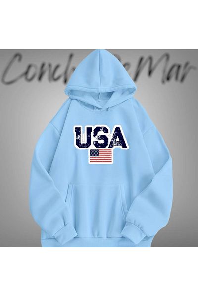 Vordevia Hanorac oversize moale cu imprimeu SUA