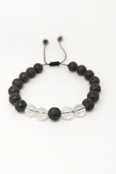 Armis Crystal Quartz Stone Natural Stone Macrame Braided Unisex Adjustable Br...