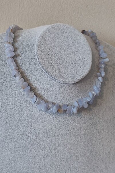 badeaccessories Sertifikalı Kalsedon Kırıktaş Doğaltaş Kolye