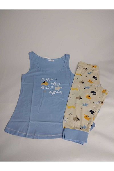 VİENETTA Set de pijamale de damă din bumbac cu model albastru