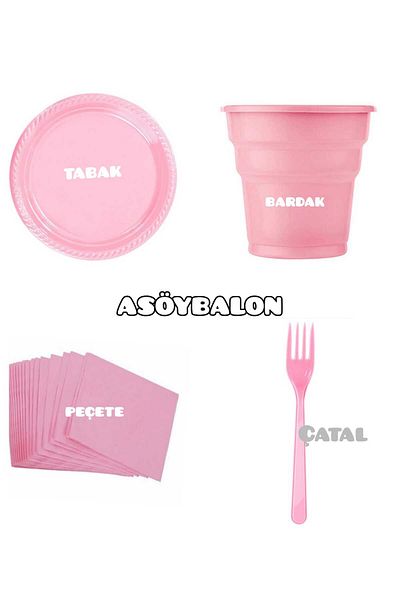 asöy 95 Pieces Full Set for 25 People - Birthday Disposable Plate Cup Fork Napkin Set
