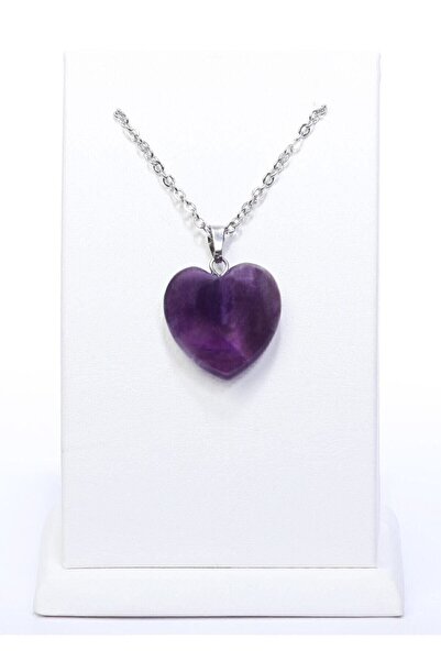 Ametist Kalp Doğal Taş Kolye