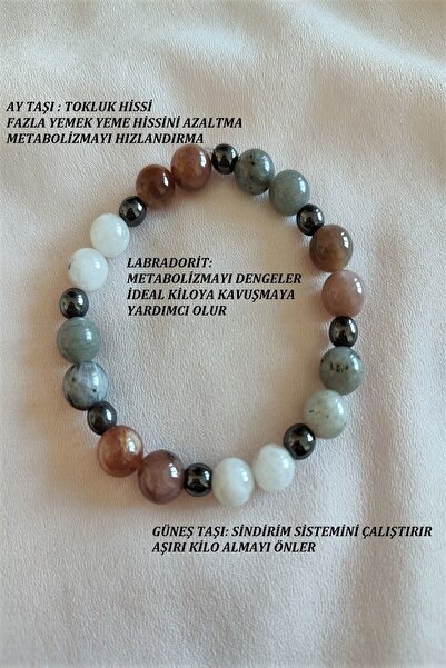 badeaccessories سوار من الحجر الطبيعي المعدل للأمثال - حجر الشمس، حجر القمر، ...