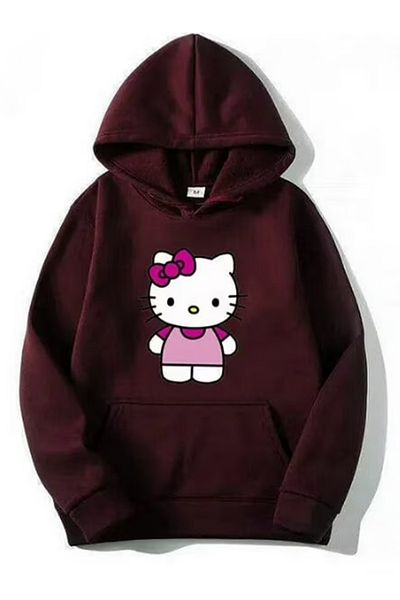 LA GULER Суичър с щампа Hello Kitty, 3 прежди, памучен сардон, унисекс качулки