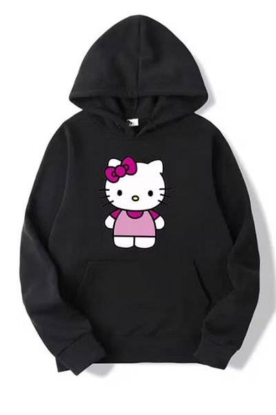 LA GULER Φούτερ με στάμπα Hello Kitty με κουκούλα Unisex με 3 νήματα βαμβακερά σαρσόν