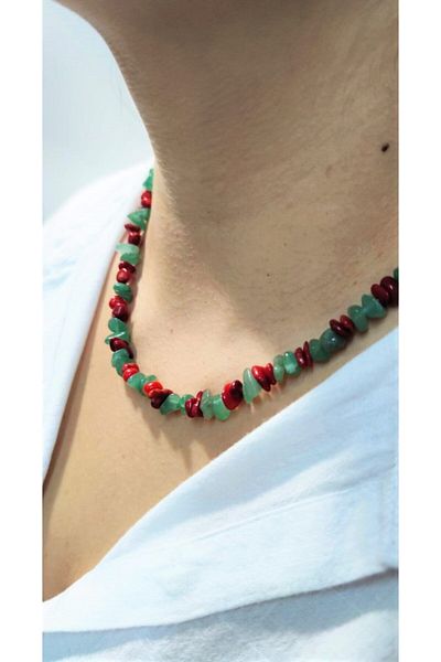 Armis Aventurine Coral Natural Necklace Bracelet [set]
