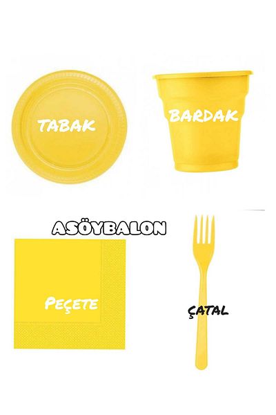 asöy Birthday Disposable Plate Cup Fork Napkin Set Disposable 95 Pieces Full Set for 25