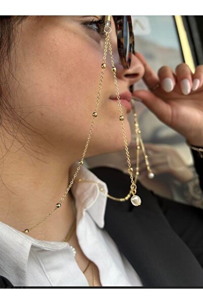 Atolye Ferda سلسلة نظارة باروكية ذهبية مرصعة باللؤلؤ