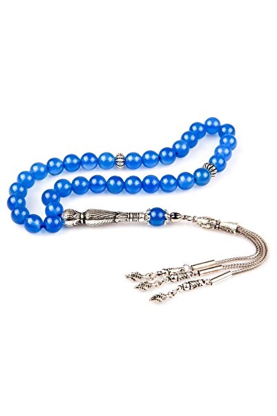 Asya Gems Χάντρες προσευχής από φυσική πέτρα μπλε κομμένες σε σχήμα σφαίρας 8...