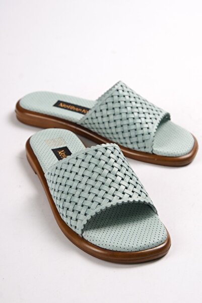 NESLİHAN KÖK شبشب نسائي يومي من الجلد الطبيعي لتقويم العظام