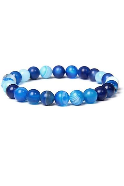 Armis 8 Mm Natural Stone Blue Agate Bracelet [Evil Eye Stone]
