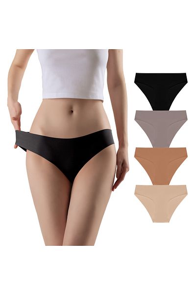 Soho Mood Pack of 4 Basic Non-Marking Laser Cut Flexible Women's Panties