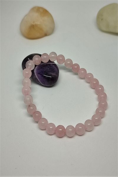 badeaccessories Certified 6 Mm Pink Quartz Natural Stone Bracelet