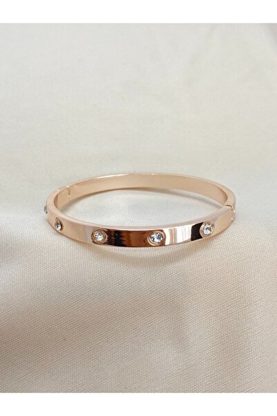 Defne Aksesuar Women's Rose Stainless Steel Stone Bracelet