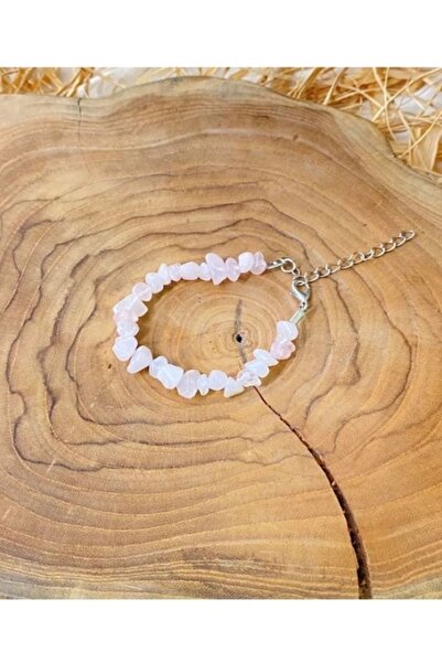 Dcstore Gerçek Doğaltaş El Yapımı Pembe Kuvars Taşı Kırıktaş Ayarlanabilir Bi...